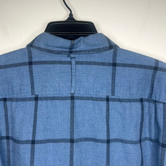 Banana Republic Luxe Flannel Camden Fit Blue Plaid Long Sleeve Men L Button Down - Picture 8 of 12